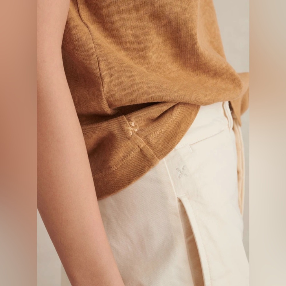 Alex Mill Kelly Wide Leg High Waist Pant Chino in Oatmilk - Picture 12 of 12